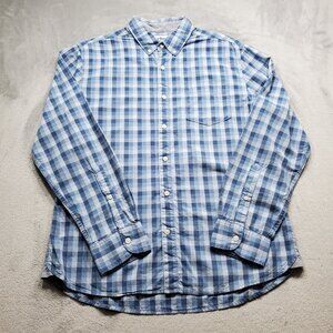 Urban Pipeline Long Sleeve Button Down Plaid Shirt 1 Pocket Blue Men Sz L